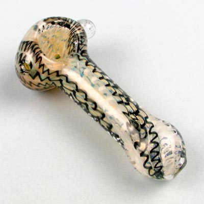 GHI30 - 4 Inside Out Glass Tobacco Pipe w/Rod & Latty Work